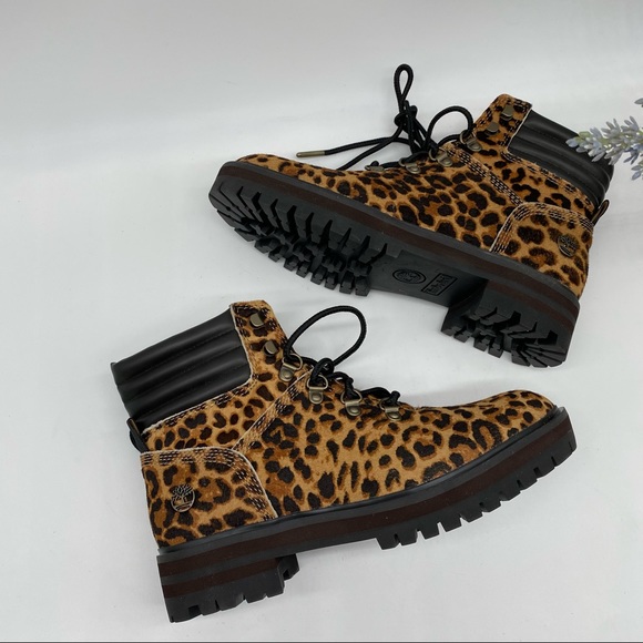 Timberland Women's London Square animal print Lace-Up Winter Boots size 6.5 New - Picture 6 of 8